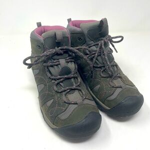 Keen Mid-Rise Leather Hiking Boots – Gray & Pink – Size 6.5 / EU 37